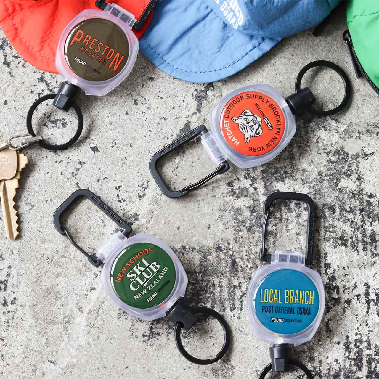 FOUND SOUVENIR COLOR CODE REEL KEY HOLDER / ファウンドスーベニア