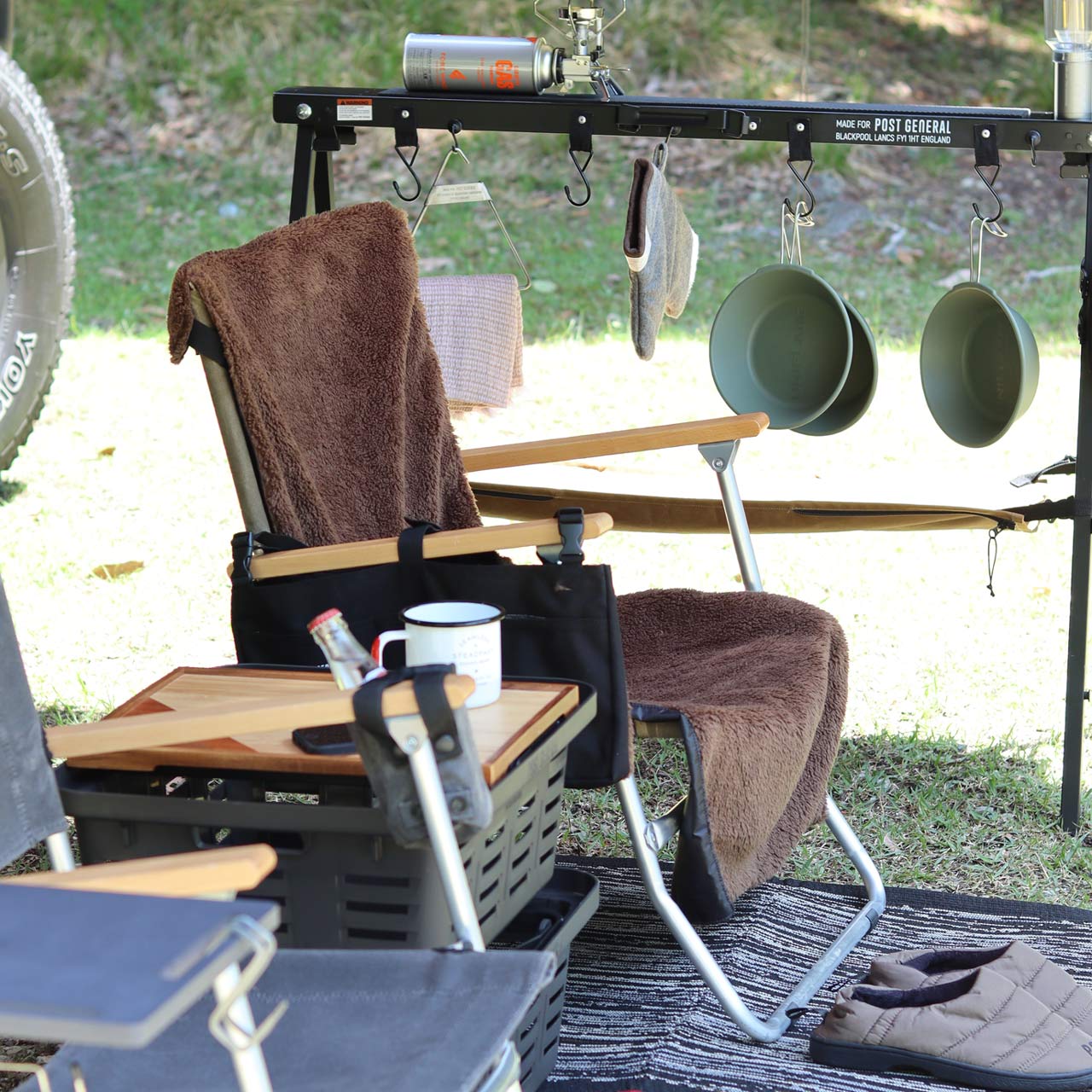 CHAIR COVER BLANKET / チェアカバーブランケット - BLACK × BROWN