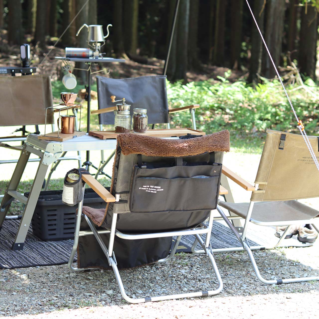 【新品】ポストジェネラル ローチェア＋ブランケット CHAIR COVER BLANKET / チェアカバーブランケット - BLACK × BROWN
