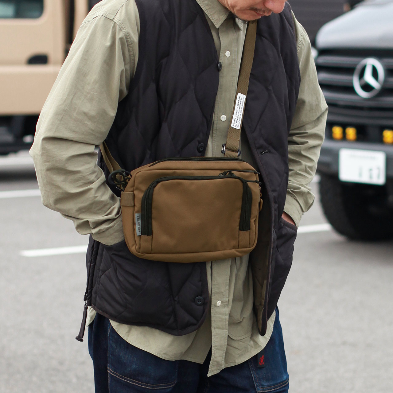3wayバッグ ポーチ付き 3WAY CHESTBAG POUCH / 3ウェイチェストバッグポーチ - WOLF BROWN