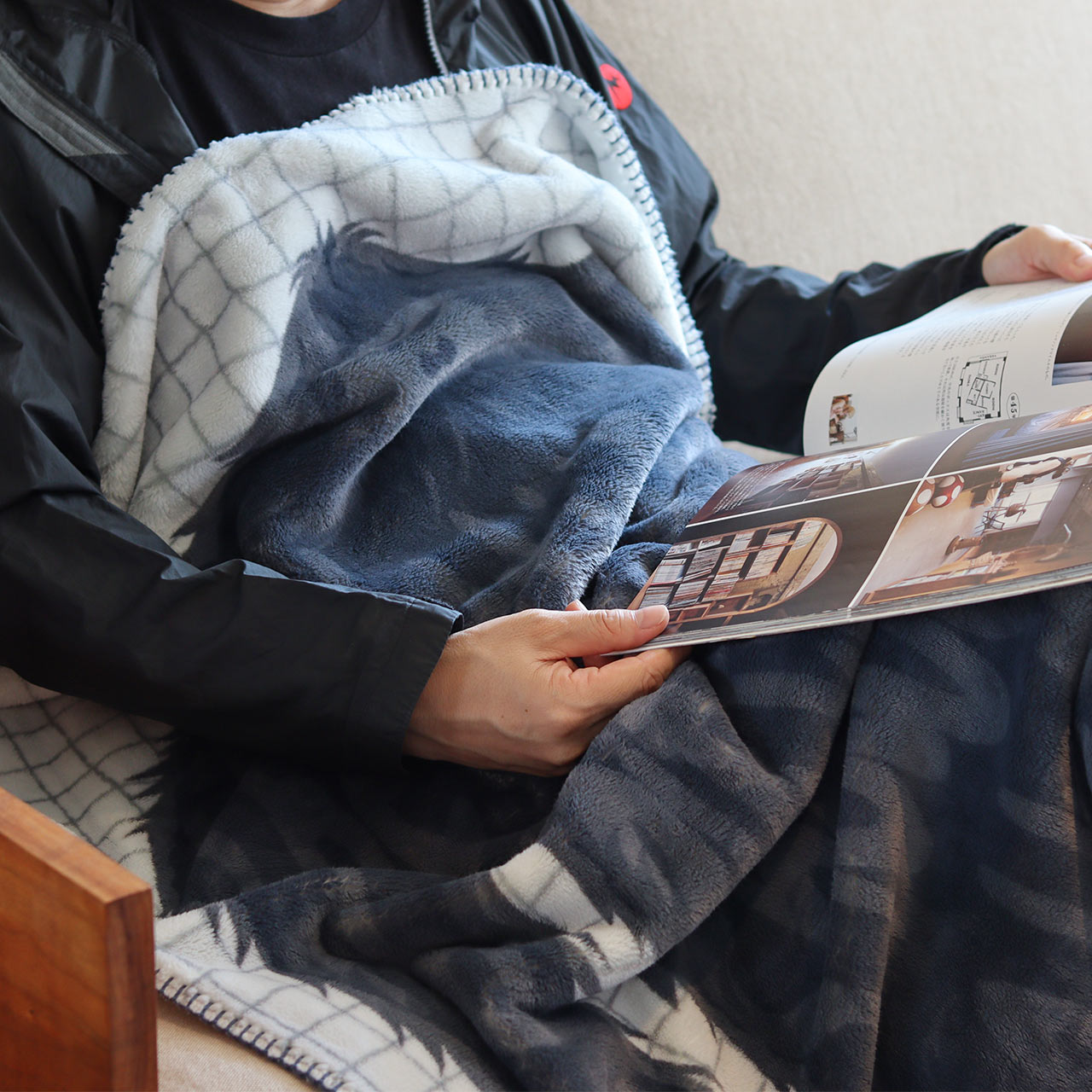 FLANNEL FLEECE BLANKET / フランネル フリースブランケット - BLACK